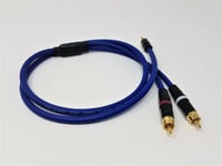 Van Damme Pro RCA Phono to 3.5mm Stereo Mini Jack Aux Cable OFC Lead Blue 1m