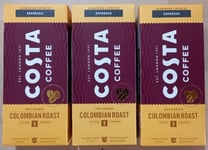 3 x Boxes Costa Nespresso Colombian Roast Espresso Coffee Pods Aluminium Capsule