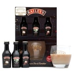 Baileys Gift Set - Baileys Irish Cream, Coffee Liqueur, Salted Caramel, x3 Alcohol Miniatures 5cl Bottles and Glass - Alcohol Gift Sets for Women & Men, Dad or Mum Gifts