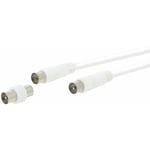 Prolongateur tv 9,52 mm blanc mâle/femelle 2 mètres + adaptateur mâle/mâle Sedea 914202