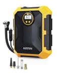 AstroAI Tyre Inflator 12V DC Portable Air Compressor, Car Accessories, Auto Tyre Pump 100PSI with LED Light, Digital Air Pump for Car Tyres Bicycles Other Inflatables (Yellow)