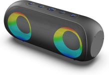 TOOGO L - R480361 - Enceinte Outdoor sans Fil avec LED RDB - 11H d`autonomie, 9 Modes RGB, Micro intégré et Assistant Vocal - Résistant à l`Eau IPX7, Double appairage - Noir