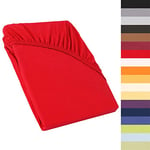 CelinaTex Perla Drap-Housse surmatelas Housse lit sommier tapissier Coton 90x200-100x200 cm Rouge Rubis