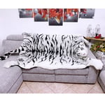 Géant Tigre Blanche Sibérien Tapis Peau Peluche 200x135cm Rayee