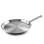 LACOR - 45829 - Crêpière Foodie, Acier inoxydable 18/10, Sans PFOA, Poignée ergonomique, Fond de diffuseur de chaleur sandwich, Adapté à l’induction et lavable au lave-vaisselle, Ø28 cm