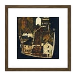 Egon Schiele Dead City III City On The Blue River III 8X8 Inch Square Wooden Framed Wall Art Print Picture with Mount