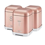 3x Canisters Tea/Coffee/Sugar - Tower T826015R Glitz in Blush Pink