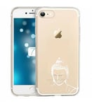 Coque Iphone 7 8 bouddha blanc transparente