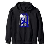 Irritable Bowel Syndrome IBS Warrior Blue Ribbon USA Flag Zip Hoodie