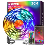 KSIPZE Led Chambre 20M Ruban Led Bande Lumière Décorative Multicolore, Rgb Guirlande de Lumineuse Dimmable avec Télécommande, Bluetooth APP, Musicale pour Parti,Maison,Salon