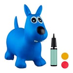 Relaxdays Hopping Dog, Air Pump Included, Up to Free, Space Hopper Chien ballon sauteur cheval avec pompe gonflable jouet jeux enfant animaux 50 kg sans BPA, bleu, 10024990_45, 50 x 26 x 60 cm