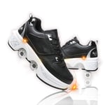 Double-Row Deform Wheels Roller Skates for Girls Deformation Parkour Shoes Kids Automatic Walking Shoes for Women Invisible Pulley Shoes for Men