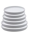 SAROSORA Round Plastic Plant Saucer Drip Tray Set of 6 for Indoor Outdoor Home Garden Flower Plant Container Flower Pot Pallets ((23+26+29) x2, White-Grey)