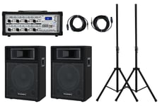 Pack Sono 400W Haut Parleurs 10" DJ PA Enceintes Pieds Table de Mixage Bluetooth