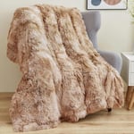 Wajade Couverture en Fausse Cachemire Fourrure en Peluche,Couleur Camel Crème Plaid Polaire, Couverture Polaire Fourrure Haute Qualité, Poil Long Douce et Confortable, Plaid Canape 160 x 200 cm