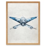 Blueprint Diagram X Wing Fighter Fantasy Fan Art Print Framed Poster Wall Decor 12x16 inch