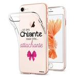 Evetane - Coque Silicone Compatible iPhone 7/8/ iPhone SE 2020/2022 - Protection Souple, Ultra Résistante - Fine et Transparente - Coque Arrière - Un Peu Chiante Tres attachante