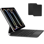 Nuflaz Clavier pour iPad Pro 11(M4 2024), Coque Clavier iPad Pro 11 M4 2024, AZERTY Français avec Pavé Tactile, Magic Keyboard avec Magnétique Suspendu, Rétroéclairage 7 Couleurs, Noir Gris