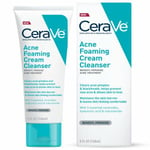 CeraVe Acne Foaming Cream Cleanser, 5 oz (148 ml) - Hyalurnic Acid + Niacinamide