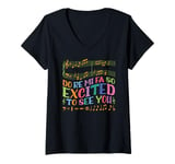 Womens Music Teacher Do Re Mi Fa So Excited To See You V-Neck T-Shirt