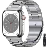 Metallrem För Apple Watch Ultra/2 49mm 9 8 7 45mm 41mm Rostfritt stål high-end armband För iWatch 6 5 4 3 SE 44mm 42mm 40mm Silver and tool