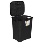 Plastic Large Laundry Basket with Lid Black 65L Washing Dirty Clothes Storage