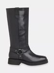 Whistles Matteo Leather Knee High Biker Boots, Black