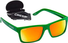 Cressi Bahia Floating Sunglasses Lunettes de Soleil de Sport Flottantes Polarisées Anti UV 100% Unisex-Adult, Kelly Vert/Verres Miroir Orange, Taille Unique