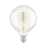 EGLO E27 LED globe, amber vintage spiral filament light bulb, Edison lamp for retro lighting, 4 watt (equivalent to 26 watt), 270 lumen, warm white glow, 2200 Kelvin, G125, Ø 5"