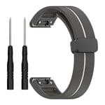 Garmin Fenix 7 Pro etc. 22mm Magnetiskt klockband - Grå med vit