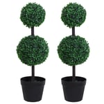 2-Piece Artificial Double Ball Tree Pot Home Party Decoration Plant