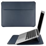 HoYiXi 15.6 Inch Laptop Sleeve Case PU Leather Case Compatible with MacBook Pro 16 2021 & 2019 A2141/ASUS Vivobook 15/HP 15.6" Laptop PC/MacBook Pro 15/Surface Laptop 3, Sleeve Pouch Navy