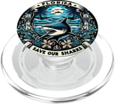 Protect The Shark save the ocean save ocean animals retro PopSockets PopGrip for MagSafe