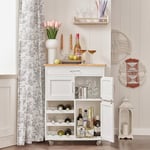 SoBuy Köksskåp Rullvagn köksö med hjul  vit FKW45-WN White 67 x 37 x 87 cm