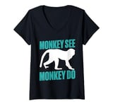 Womens Monkey See Monkey Do Monkey V-Neck T-Shirt