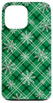 iPhone 13 Pro Max Snowflakes Green Plaid Winter Christmas Pattern Case