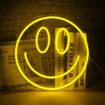 Smile Face Neon Sign Led Neon Light Wall Decor Smiley Face Light Up Signs USB Powered Neon Signs for Bedroom Kids Room（gul）