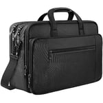 Mancro Sacoche pour Ordinateur Portable 17 Pouces, Grande Mallette d'Affaires pour Hommes et Femmes, Sac à Bandoulière Extensible étanche Multifonctionnelle pour Ordinateur Portable, Tablette, Noir