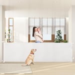 HollyHOME Retractable Stair Gate 300cm Extra Wide One-Hand Operation Baby Gate Safety Gate for Baby and Pets Indoor & Outdoor,White