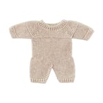 Miniland Pyjama Beige en Tricot pour poupée de 21 cm. Fabriqué en Espagne avec Textile recyclé. Miniland Dolls.