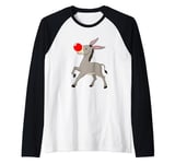 Red Donkey Nose Funny Day 2024 Red Donkey Nose Kids Raglan Baseball Tee