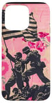 Coque pour iPhone 15 Pro Max Rose Pop Art Floral Iwo Jima Drapeau Américain Levage