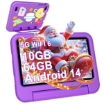 DEERTiME Tablette Enfants 7 Pouces Android 14 Tablette avec 10GB RAM+64GB ROM(TF 1TB), Octa-Core|5G+2.4G WiFi 6 | Contrôle Parental | Dual Cameras | Bluetooth 5.0 | iWAWA Tablettes avec EVA Cas-Violet