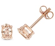 James Moore TH ED242RM 9k Rose Gold Oval Morganite Stud Jewellery