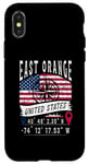 Coque pour iPhone X/XS East Orange Drapeau des États-Unis Coordonnées GPS East Orange