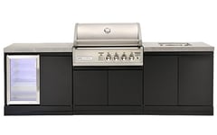 Crossray Outdoor Kitchen 4 Burner BBQ, Single fridge, Double Cabinet & Sink TC4K08