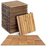 tectake® Lot de 20 Dalles clipsables exterieur Caillebotis exterieur Dalle Bois Résistant aux intempéries pour Revêtement de sol extérieur Terrasse Balcon Veranda Abri de jardin Dalle spa