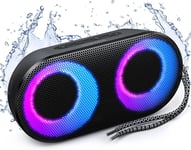 MIATONE Bluetooth Speaker with RGB Lights, IPX7 Waterproof Shower Speaker with 