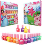 Princess Stars Water Based Nail Polish Peel set 18 Bottles Multicolor