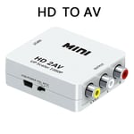 HD to AV White USB Cable Convertisseur d'adaptateur composite compatible HD 1080P RCA AV vers HDMI, câble audio-vidéo AV2HD, adaptateur AV CVBS avec câble USB ""Nipseyteko